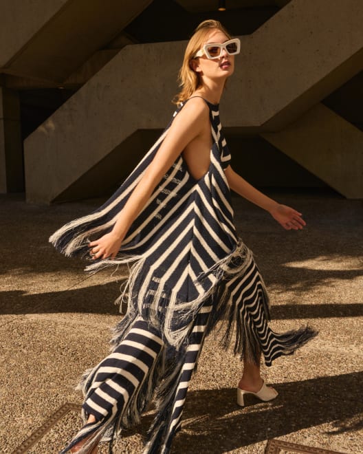 Yves Top in Stripe Fringed Knit| Yves Top in Stripe Fringed Knit Skirt