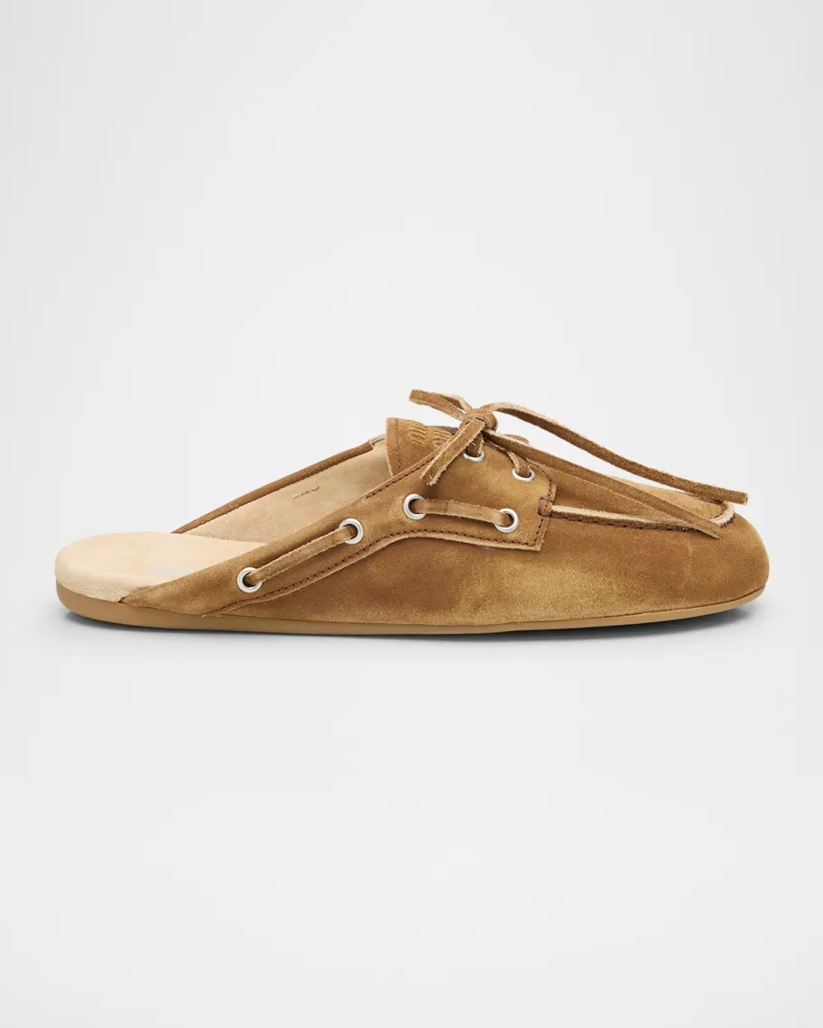 Miu Miu Suede Boat Mules